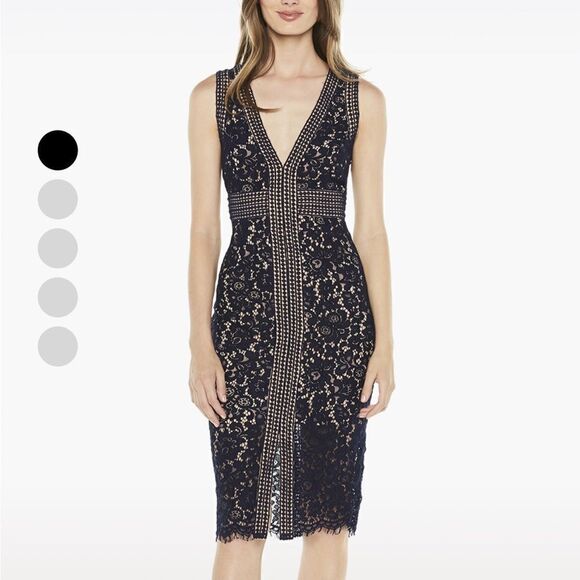 Bardot Morgan Lace Dress Black Midi S - Picture 1 of 8
